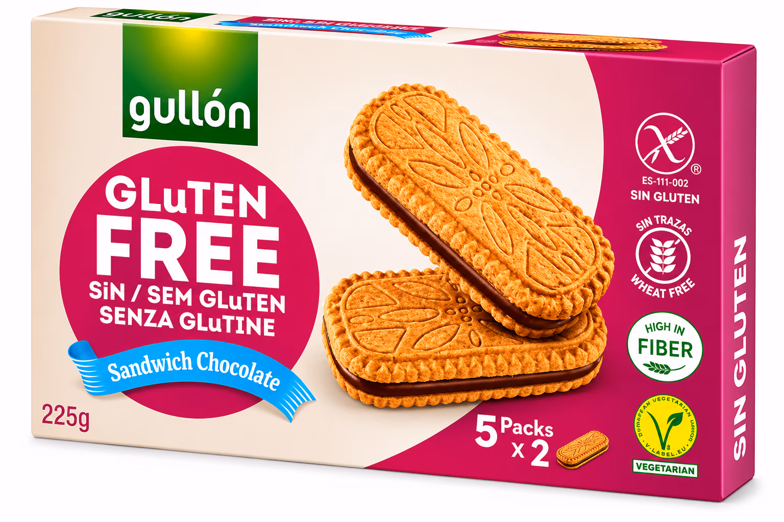 Gullón Biscuits Sandwich Chocolat Sans Gluten 225g (5x45g)