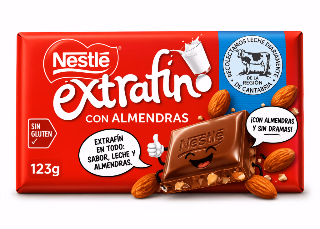 Nestlé Chocolat Au Lait Extrafin Amandes Sans Gluten 123g