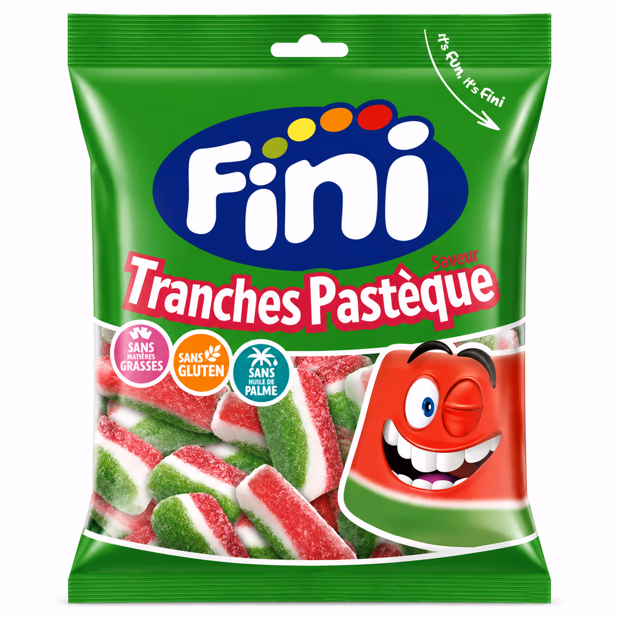 Fini Tranches Pastèque, Bonbons Gélifiés Saveur Pastèque Sans Gluten 90g