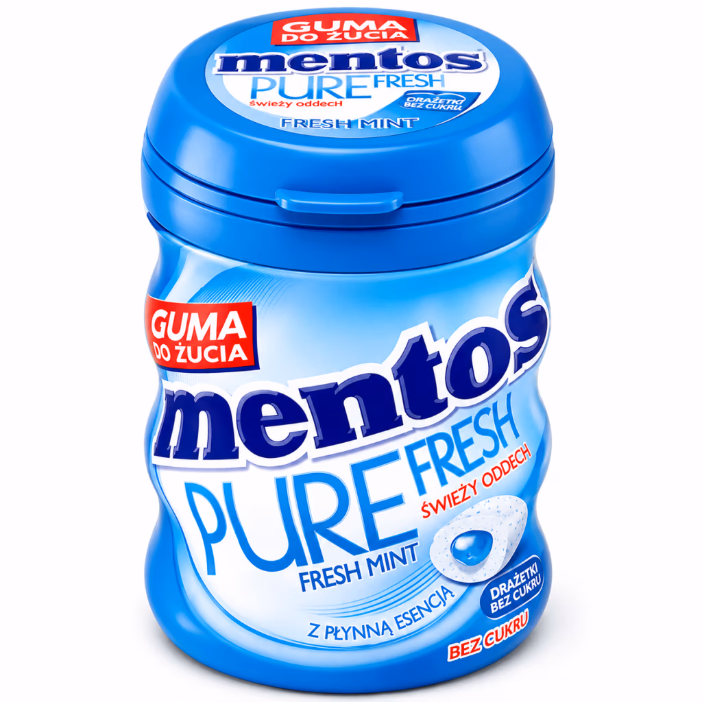 Mentos Pure Fresh Fresh Mint, Chewing-Gum Sans Sucre à la Menthe Fraîche 60g