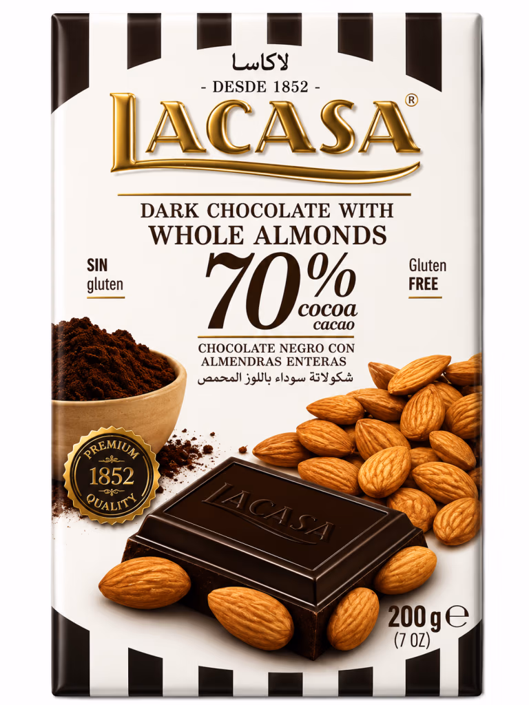 LaCasa Chocolat Noir 70% aux Amandes Sans Gluten 200g