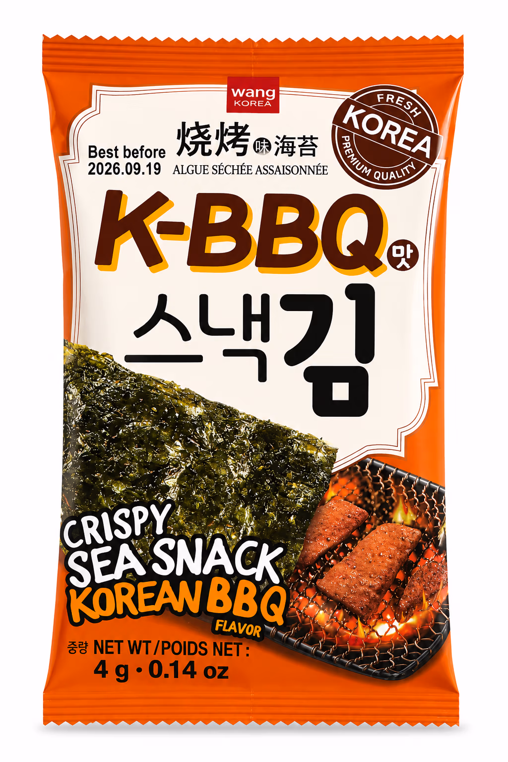 أعشاب بحرية مقرمشة بنكهة Barbecue كوري Sea Snack Korean BBQ 4g