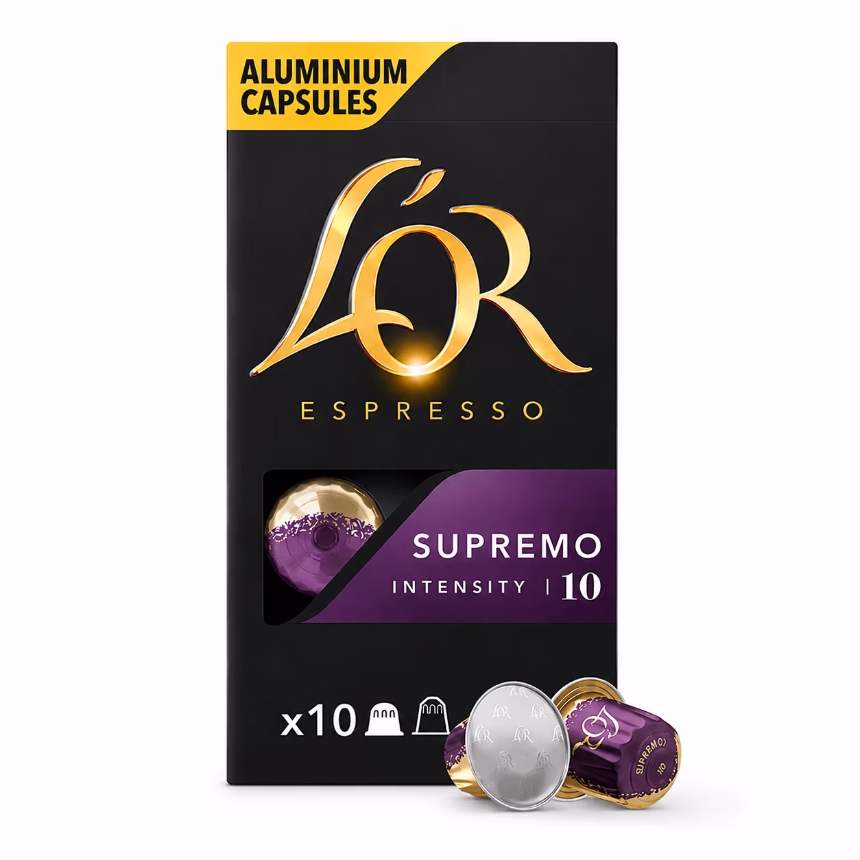 L'OR Espresso Supremo Intensité 10, Capsules en Aluminium Compatibles Nespresso® x10