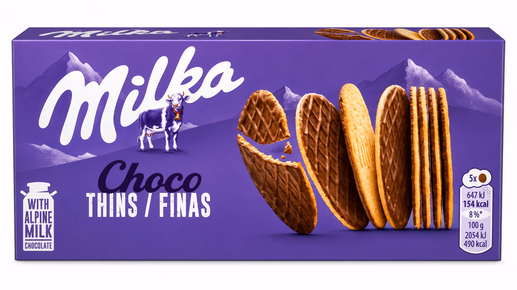 Milka Choco Thins, Biscuits Fins Enrobés de Chocolat au Lait 100g