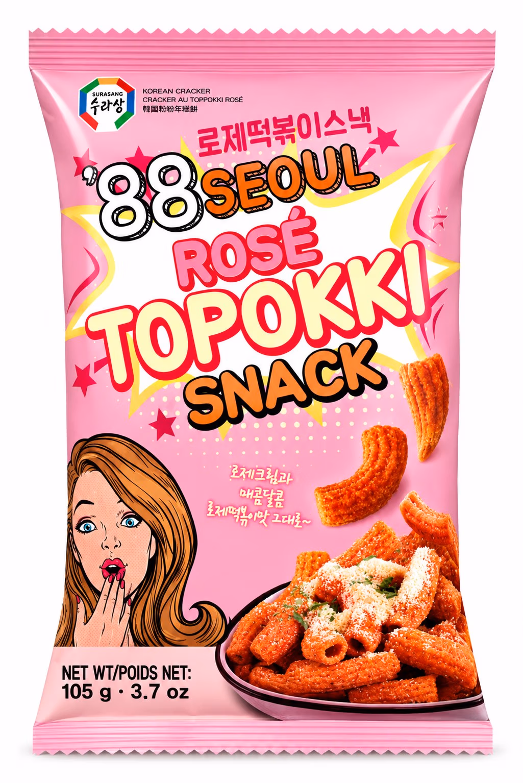 88 Seoul Rose Topokki, Snack كوري بنكهة Rosé 105g