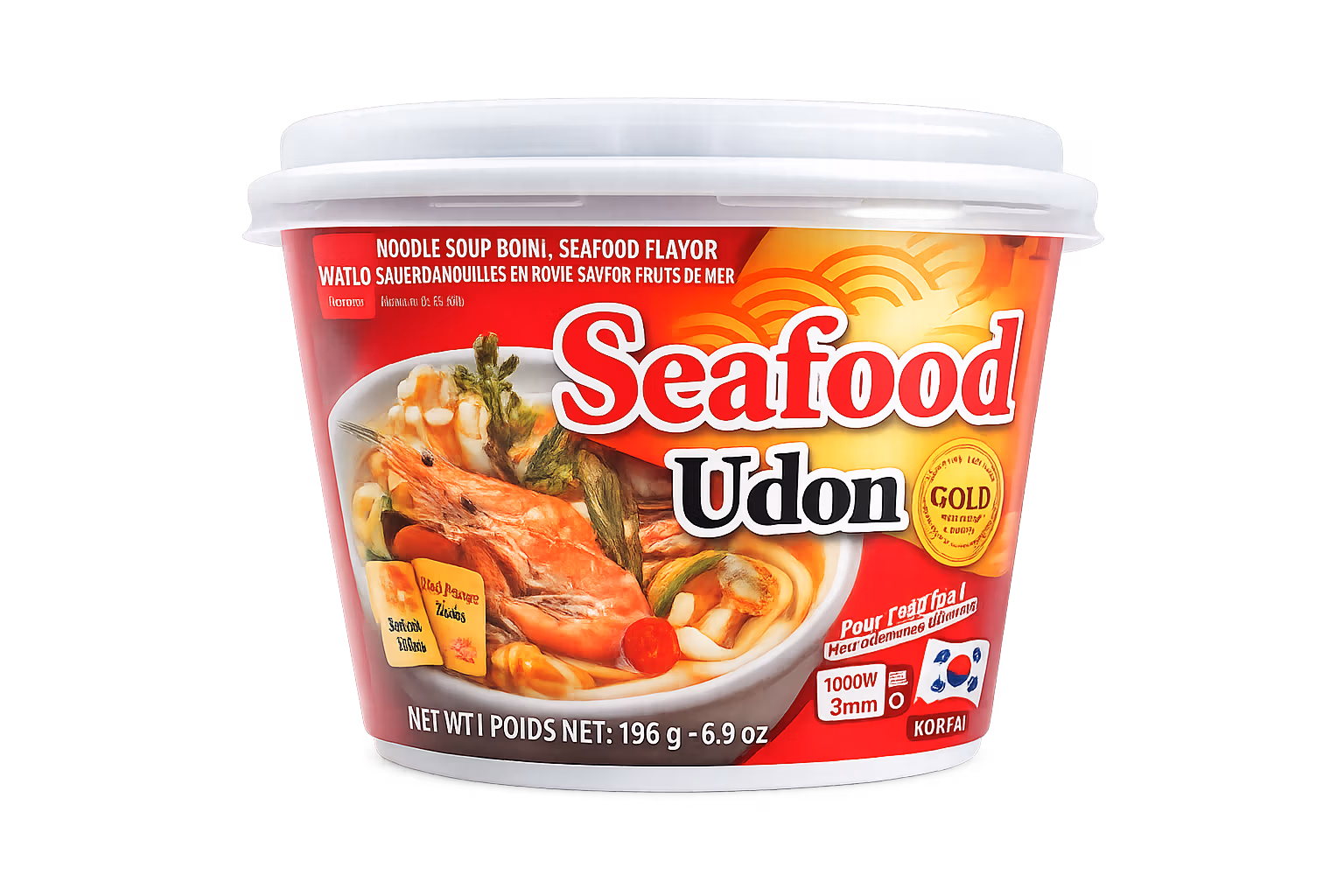 Seafood Udon Gold, Soupe de Nouilles Japonaises aux Fruits de Mer 196 g