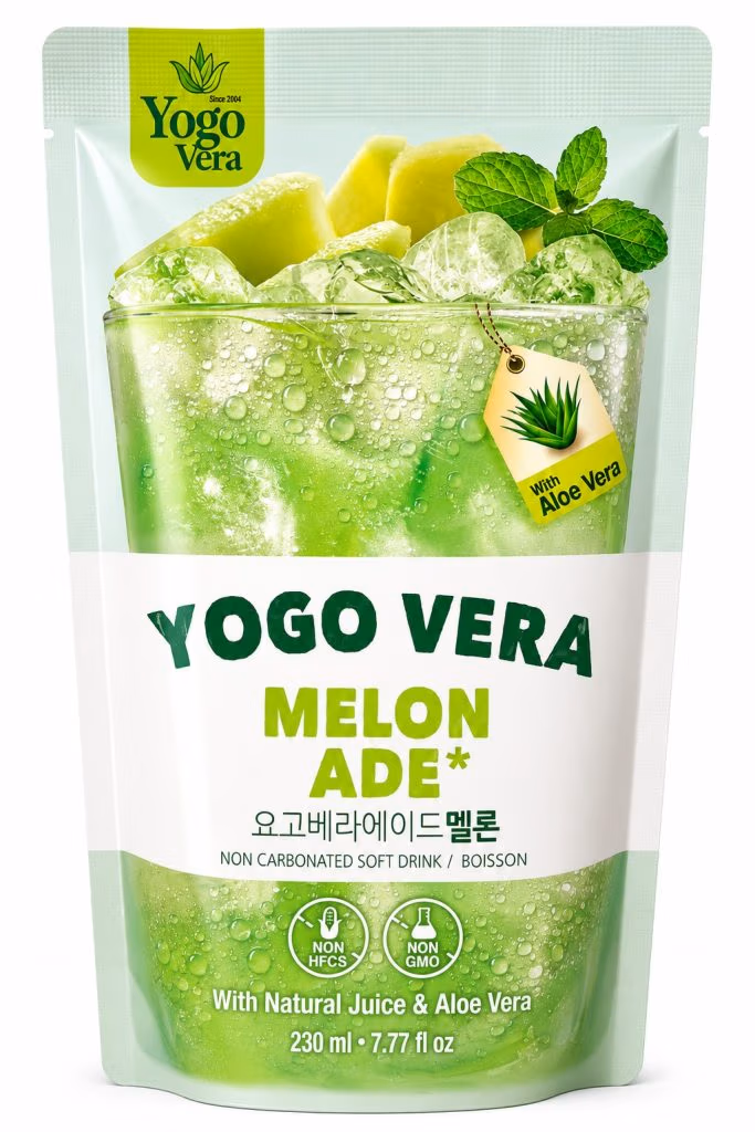Yogo Vera Melon Ade, Boisson Coréenne Melon et Aloe Vera 230 ml