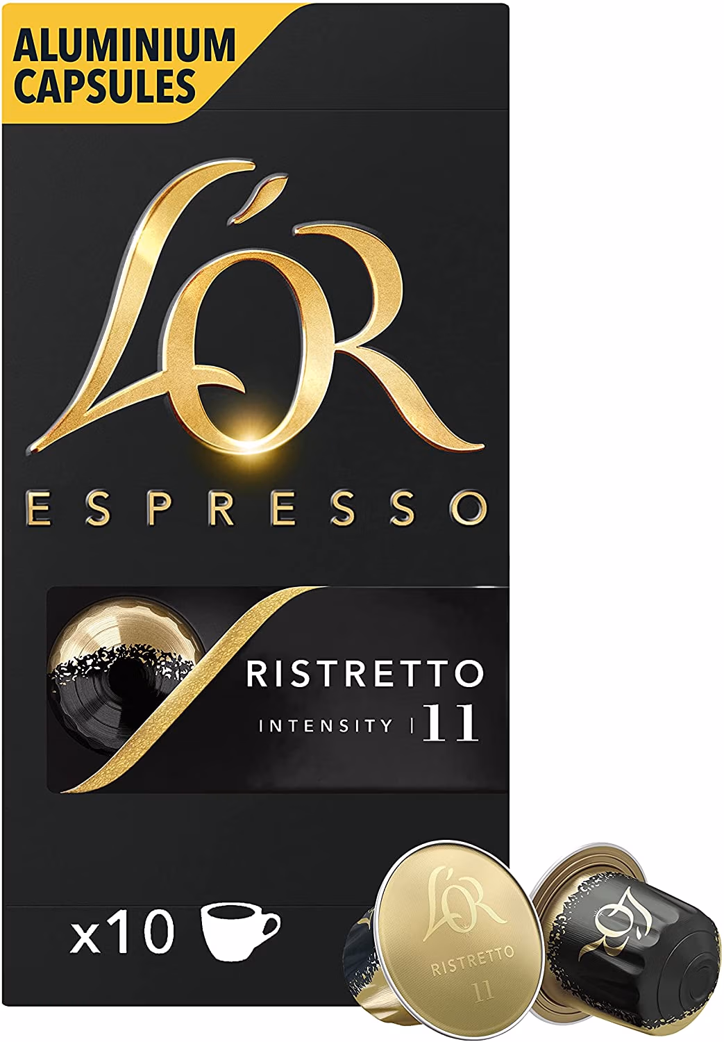 L'OR Espresso Ristretto Intensité 11 – Capsules en Aluminium Compatibles Nespresso® x10