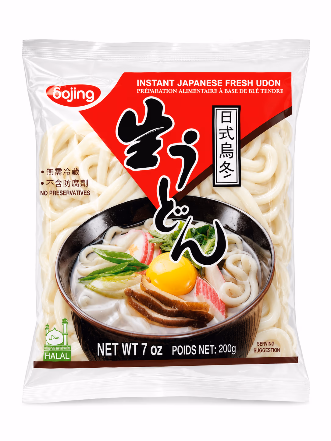 Nouilles Udon Japonaises Fraîches Instantanées, Bojing 200g