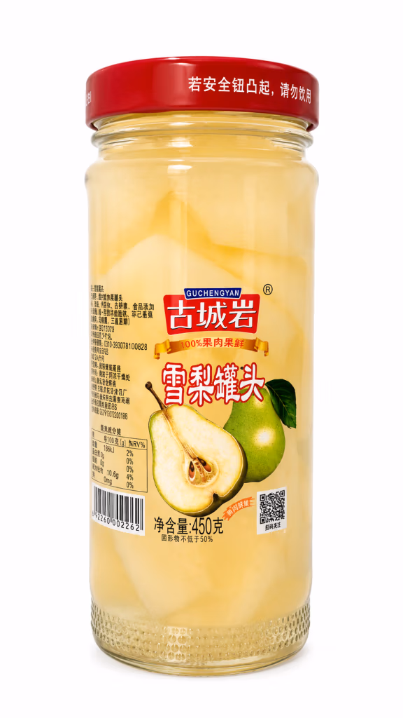 Guchengyan Poires en Moitiés au Sirop Léger, 450g